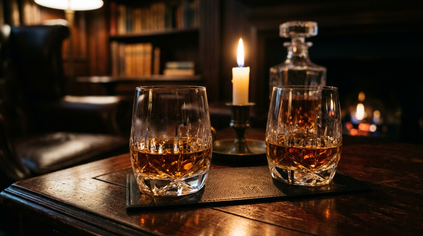 Whisky in candlelight