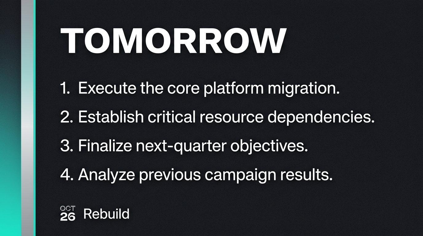 Tomorrow's priorities
