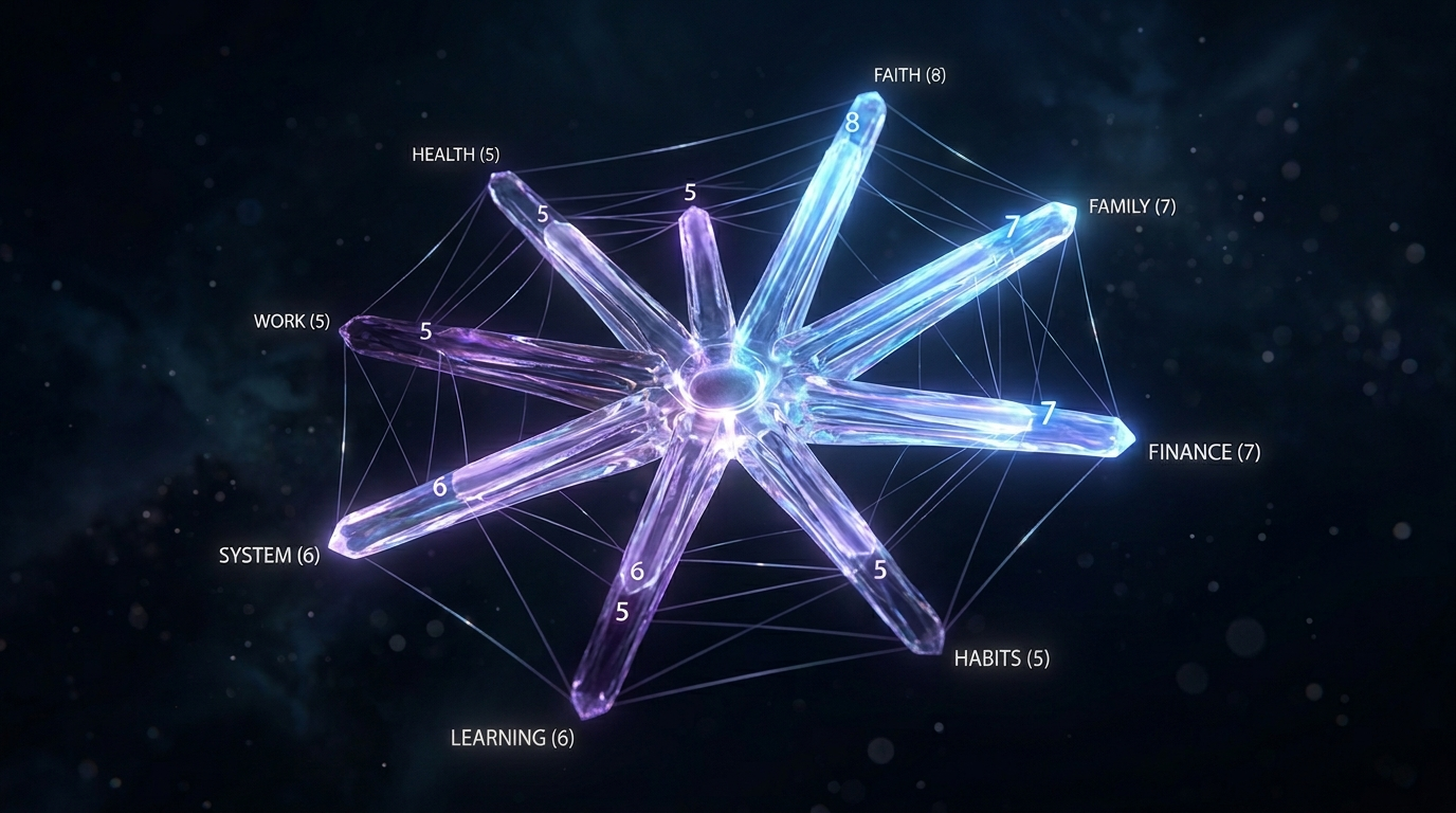 Life OS radar — daily dimensions visualization