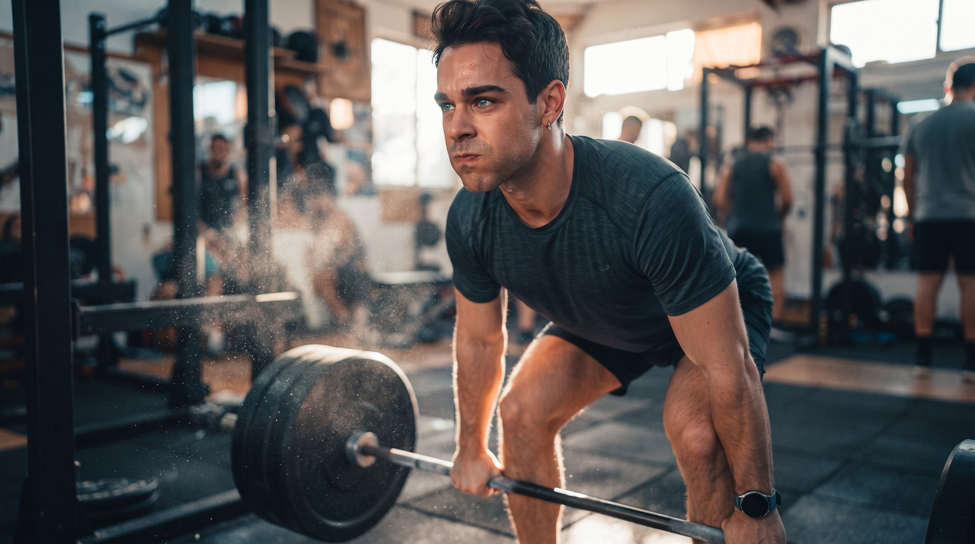 A heavy deadlift in the gym